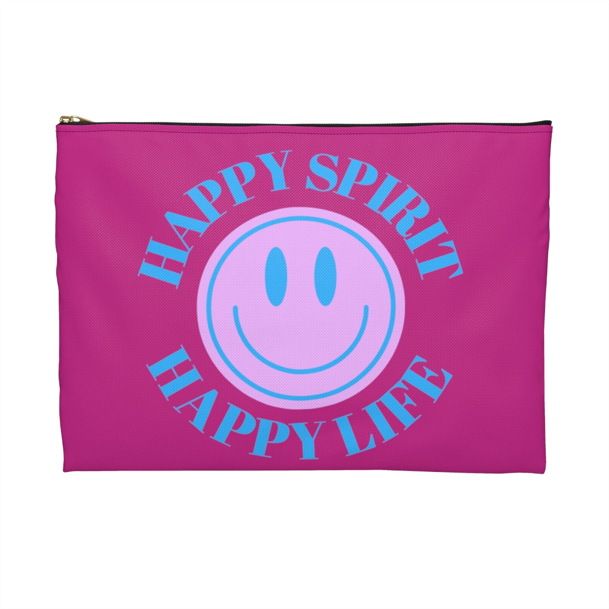 Happy Spirit Happy Life Accessory Pouch, Y2K Pouch, Vsco Girl Make Up Bag, Tumblr Smile Bag, Purple Case, Pencil Case, Travel Case,