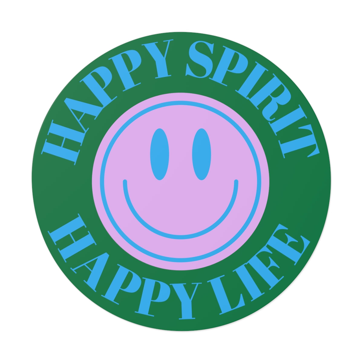 Happy Spirit Happy Life Round Vinyl Stickers, UV Smiley Stickers, Smile Sticker, Tumblr Retro Smile, VSCO Girl, Computer, Skateboard