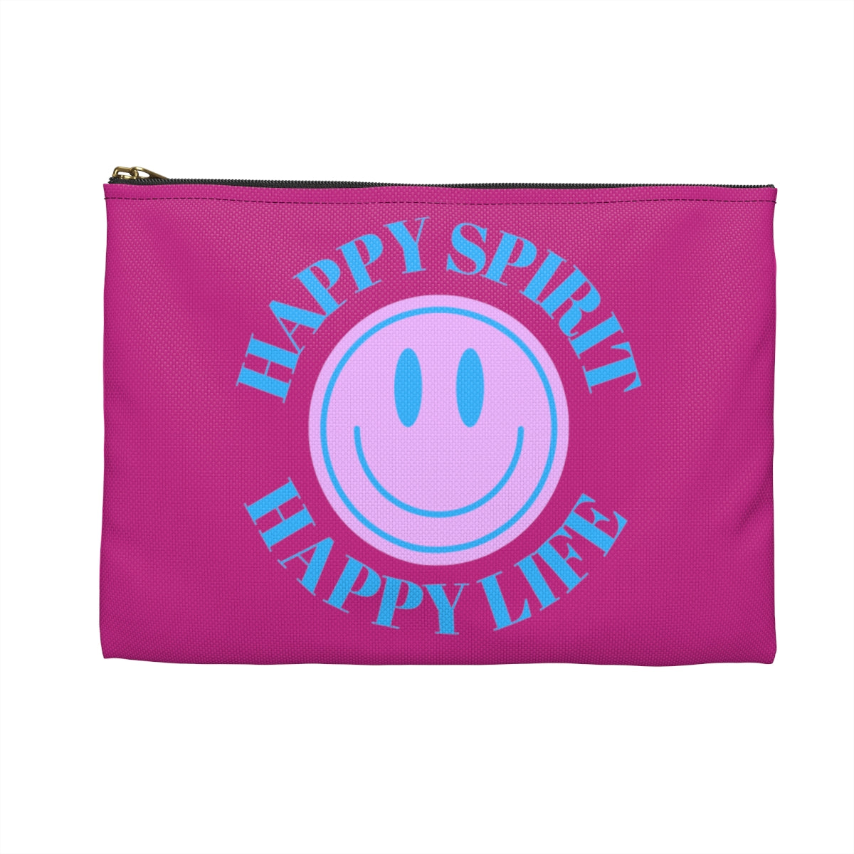 Happy Spirit Happy Life Accessory Pouch, Y2K Pouch, Vsco Girl Make Up Bag, Tumblr Smile Bag, Purple Case, Pencil Case, Travel Case,