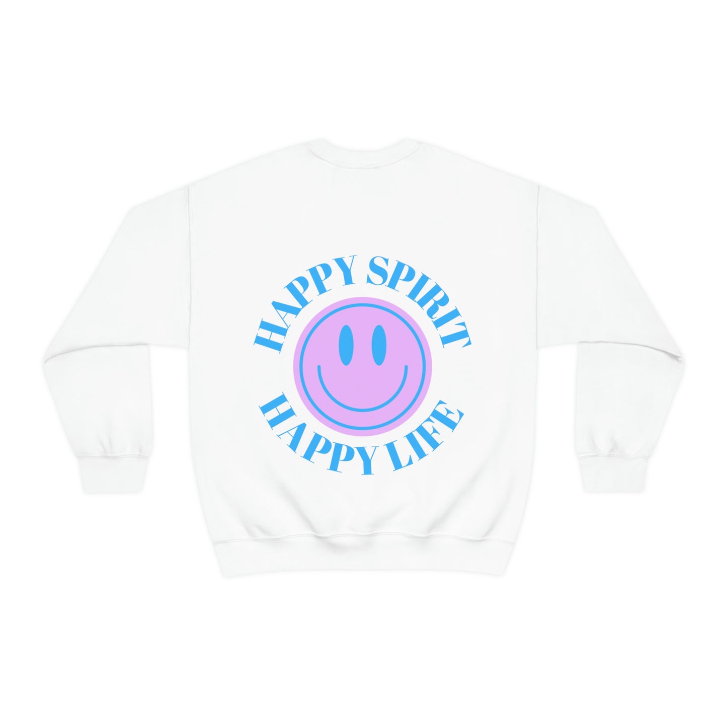 Happy Spirit Happy Life Sweatshirt, Gildan VSCO Girl Crewneck, Oversized Tumblr, Back Print Smile Happy Mind Trendy, Beach Lake Cover Up