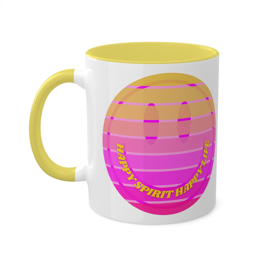 Retro Happy Spirit Happy Life Aesthetic Mug, Smile Face Mug, Trendy Coffee Mug, Tumblr Mug, Aesthetic Happy Life Gift, Aesthetic Mug