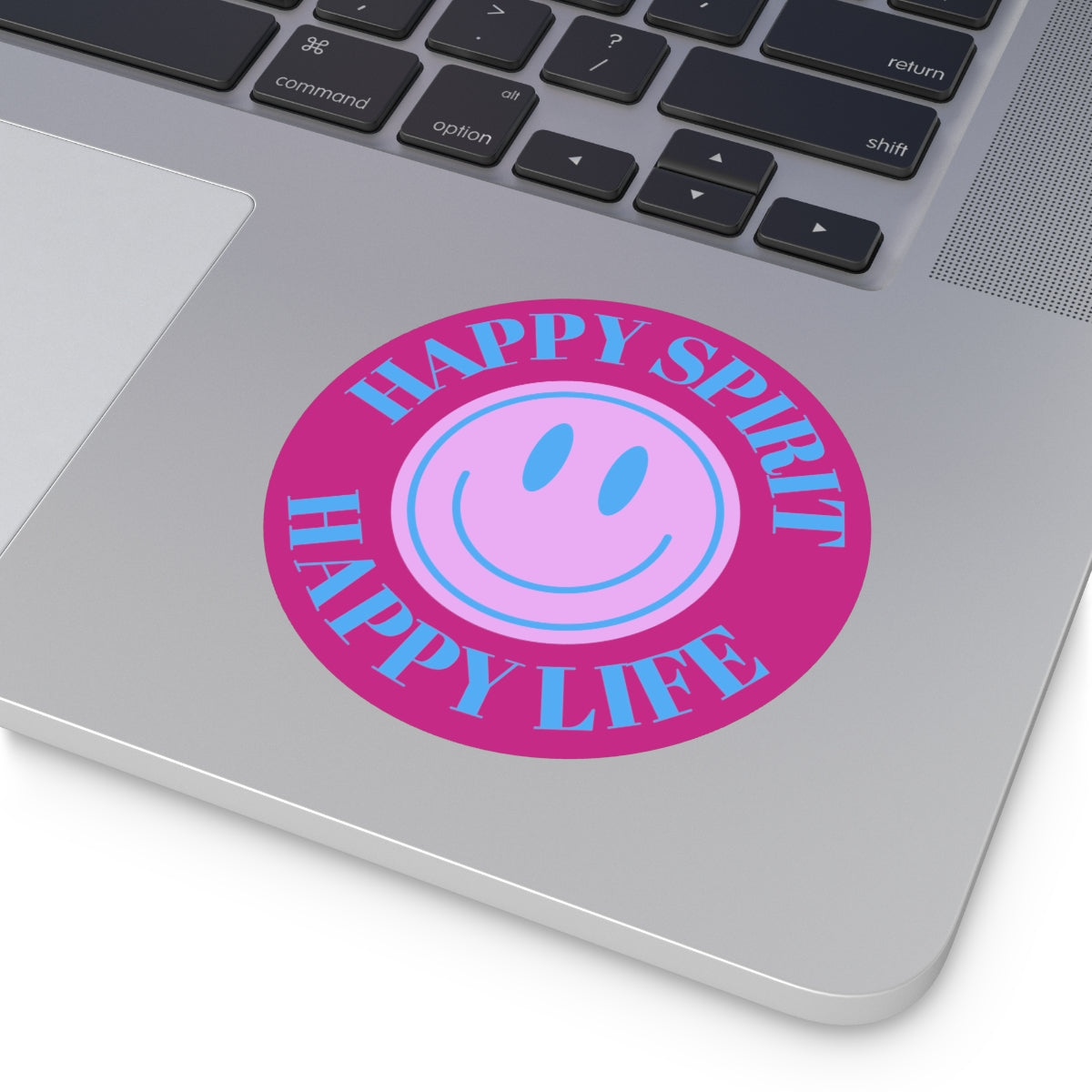 Happy Spirit Happy Life Round Vinyl Stickers, UV Smiley Stickers, Smile Sticker, Tumblr Retro Smile, VSCO Girl, Computer, Skateboard