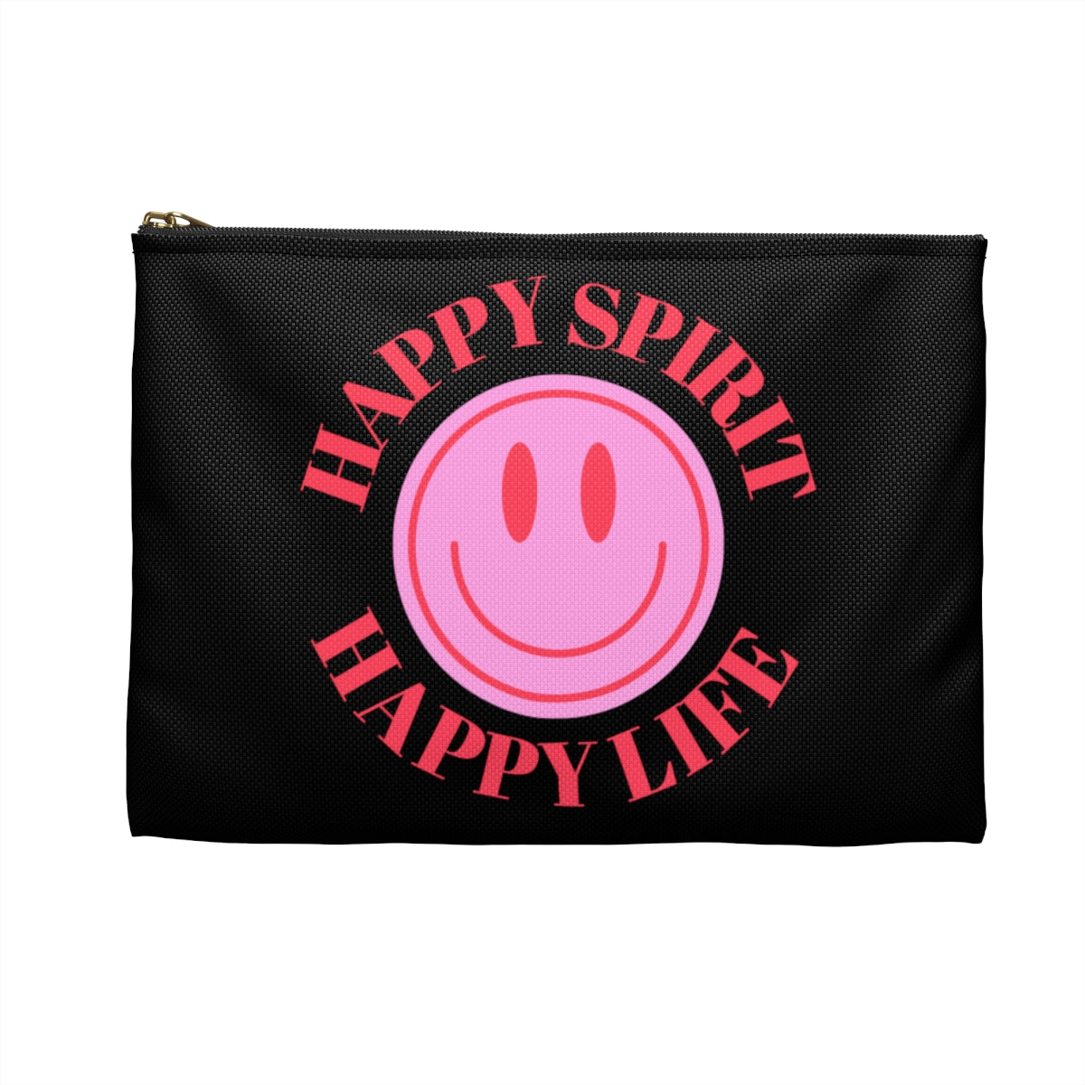 Happy Spirit Happy Life Accessory Pouch, Y2K Pouch, Vsco Girl Make Up Bag, Tumblr Smile Bag, Purple Case, Pencil Case, Travel Case,