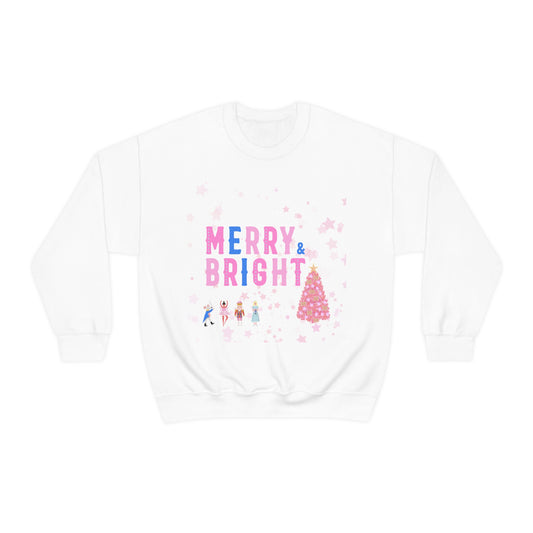 Pink Nutcracker Merry and Bright Minimalist Sweatshirt, Blue Nutcracker Sweatshirt, Trendy Christmas Sweatshirt, Pastel Xmas Crewneck
