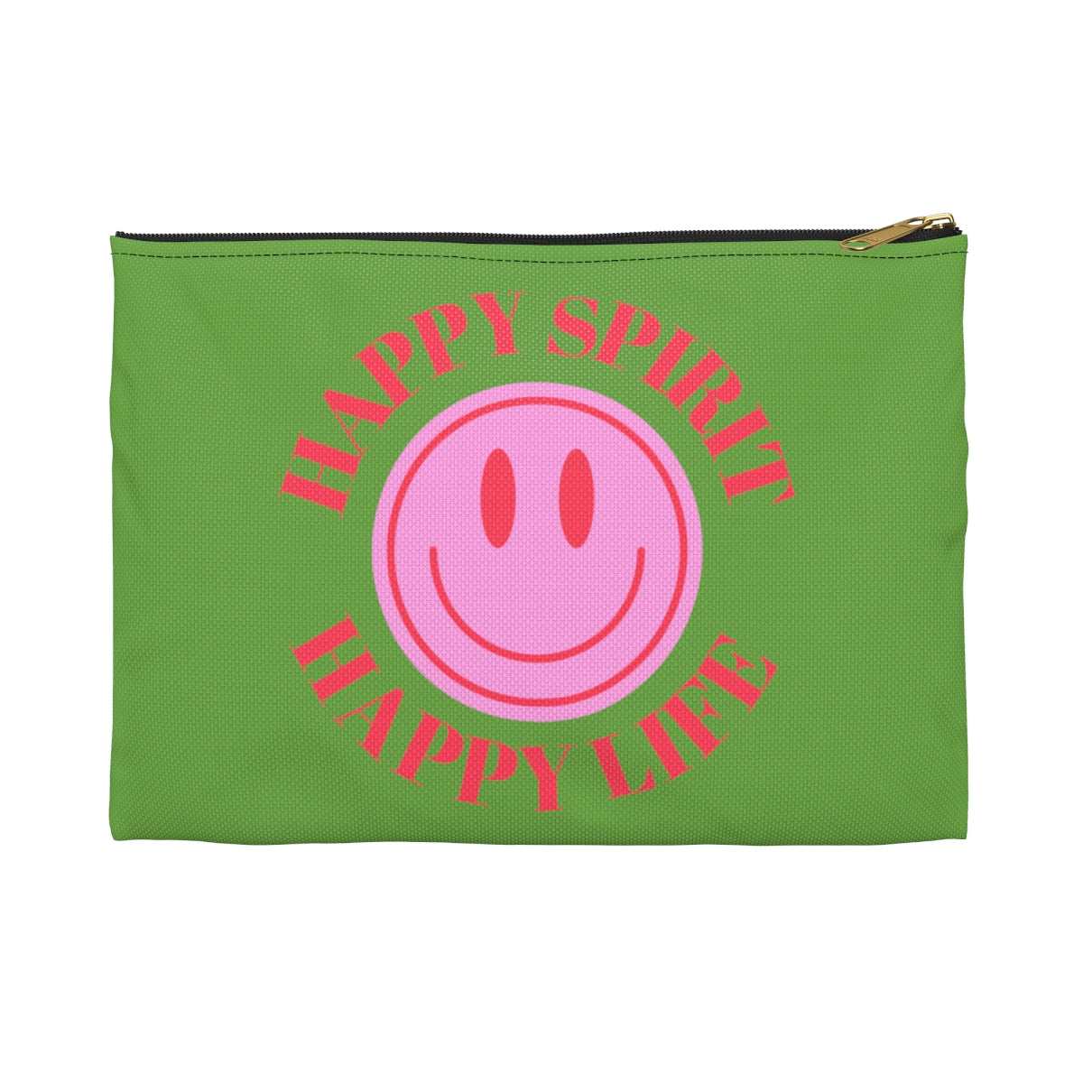 Happy Spirit Happy Life Accessory Pouch, Y2K Pouch, Vsco Girl Make Up Bag, Tumblr Smile Bag, Purple Case, Pencil Case, Travel Case,