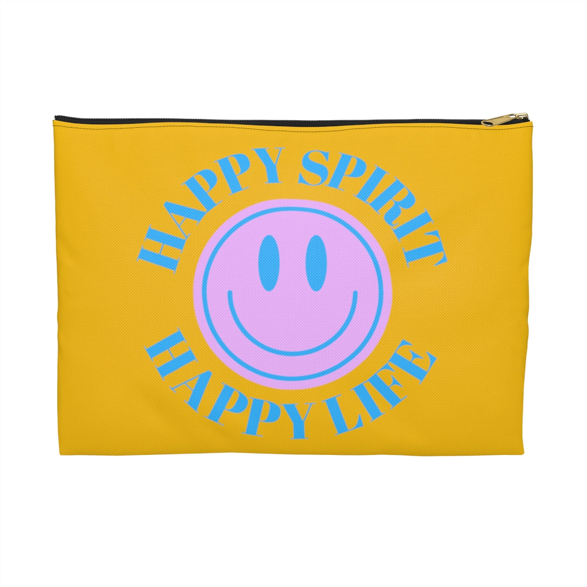 Happy Spirit Happy Life Accessory Pouch, Y2K Pouch, Vsco Girl Make Up Bag, Tumblr Smile Bag, Purple Case, Pencil Case, Travel Case,