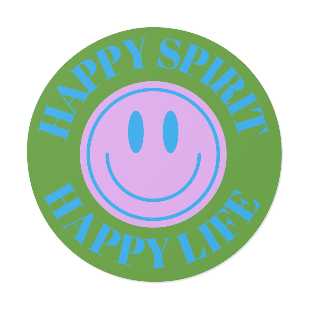 Happy Spirit Happy Life Round Vinyl Stickers, UV Smiley Stickers, Smile Sticker, Tumblr Retro Smile, VSCO Girl, Computer, Skateboard