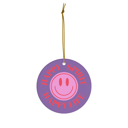 Holiday Ornament Happy Spirit Happy Life, Happiness Ornament, Modern Ornament, Smile Decoration, VSCO, Tumblr, Pink Smile, Retro Christmas