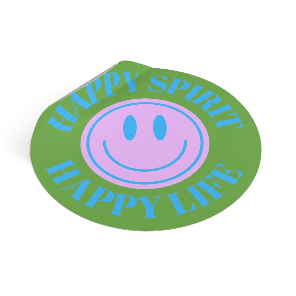 Happy Spirit Happy Life Round Vinyl Stickers, UV Smiley Stickers, Smile Sticker, Tumblr Retro Smile, VSCO Girl, Computer, Skateboard