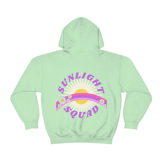 Retro Smile Flower Pink Purple Lavender Lilac Hoodie, Sunlight Squad Sweatshirt, Back Graphic Hoodie, VSCO Girl Oversized Trendy Tumblr Top