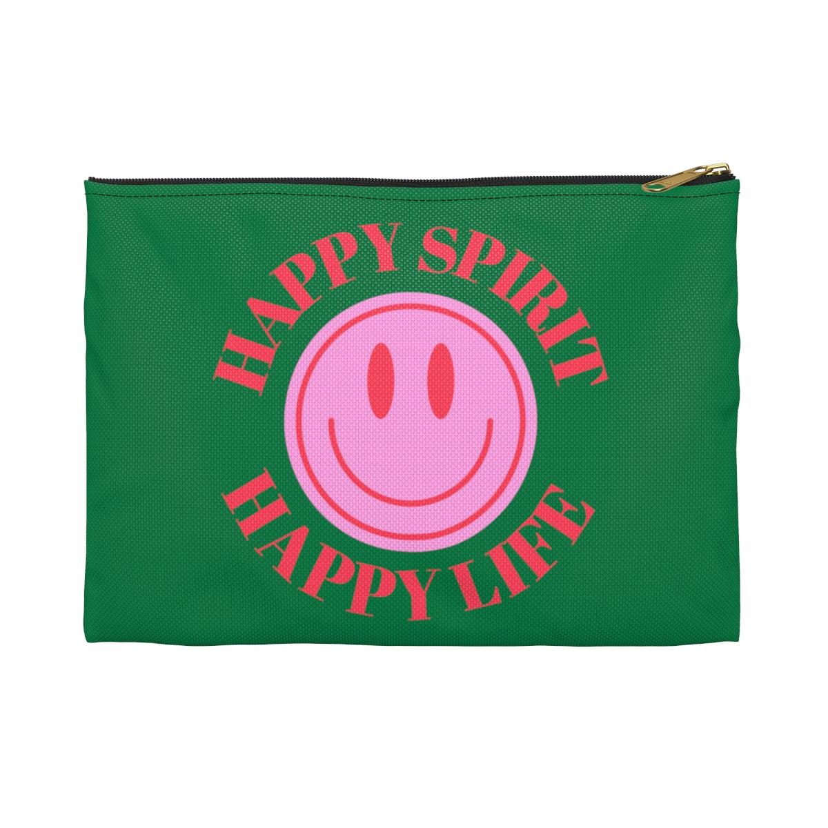 Happy Spirit Happy Life Accessory Pouch, Y2K Pouch, Vsco Girl Make Up Bag, Tumblr Smile Bag, Purple Case, Pencil Case, Travel Case,