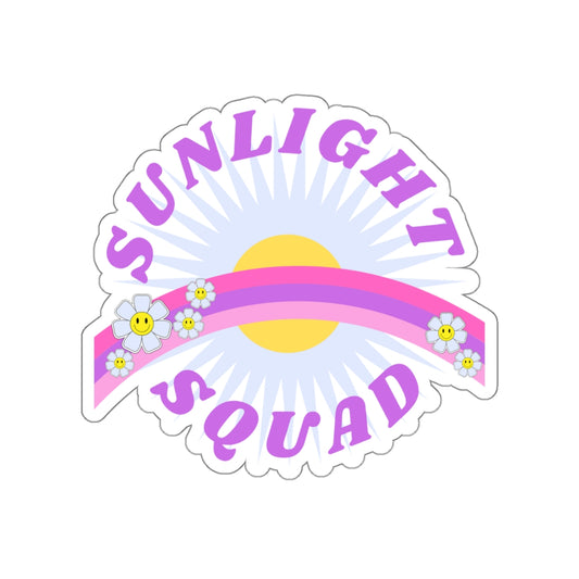 Aesthetic Sticker Sunlight Squad, Smile Flower Happy Mind Die-Cut Sticker, Positivity Pink Purple Earth Smile Y2K Graphic Sticker