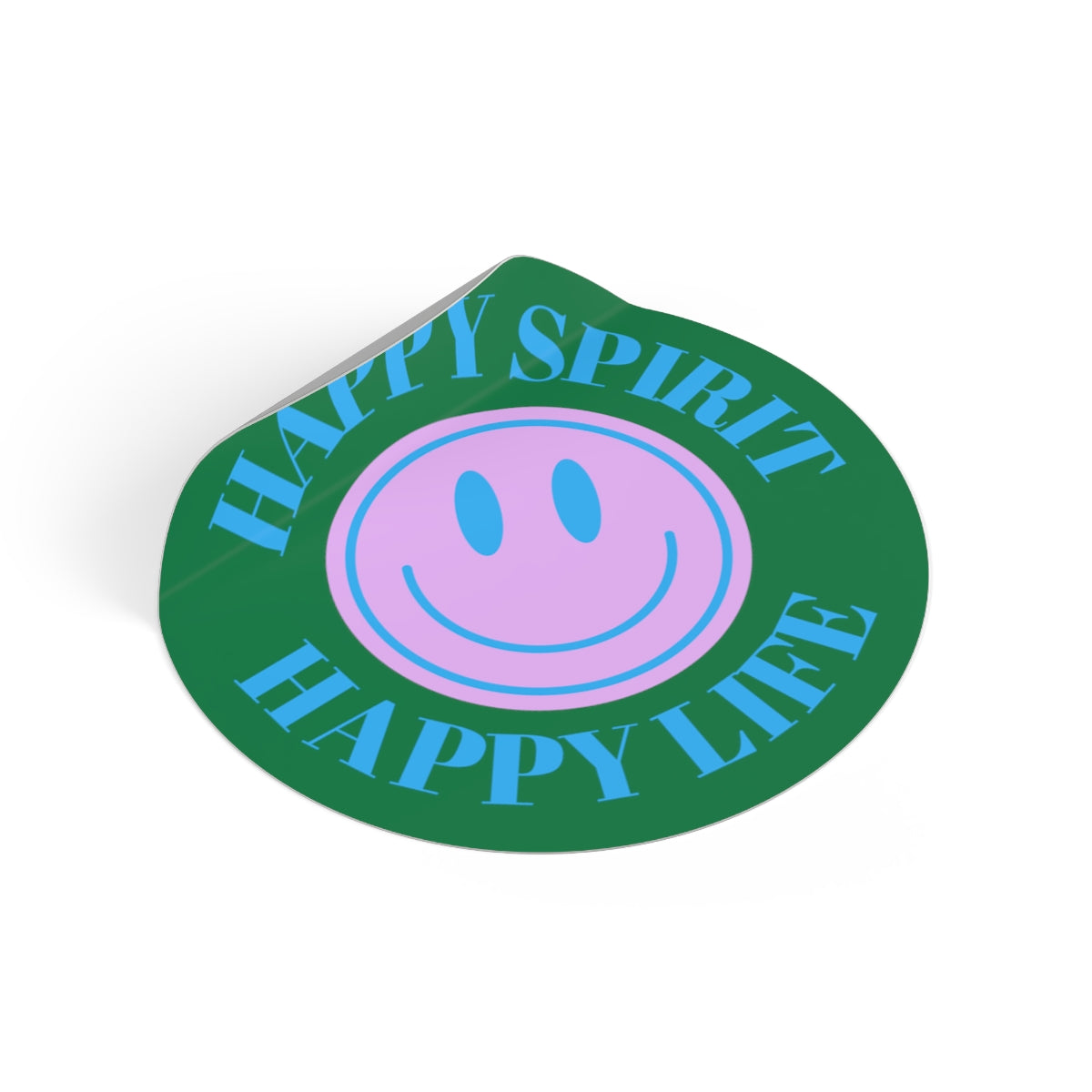 Happy Spirit Happy Life Round Vinyl Stickers, UV Smiley Stickers, Smile Sticker, Tumblr Retro Smile, VSCO Girl, Computer, Skateboard