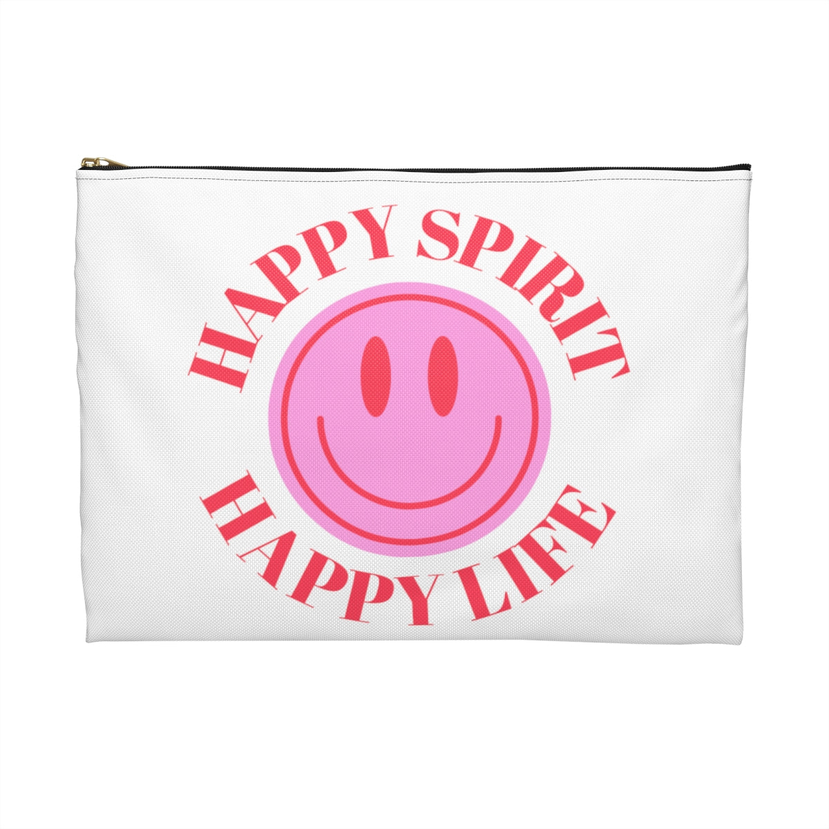 Happy Spirit Happy Life Accessory Pouch, Y2K Pouch, Vsco Girl Make Up Bag, Tumblr Smile Bag, Purple Case, Pencil Case, Travel Case,