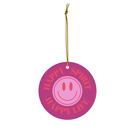 Holiday Ornament Happy Spirit Happy Life, Happiness Ornament, Modern Ornament, Smile Decoration, VSCO, Tumblr, Pink Smile, Retro Christmas