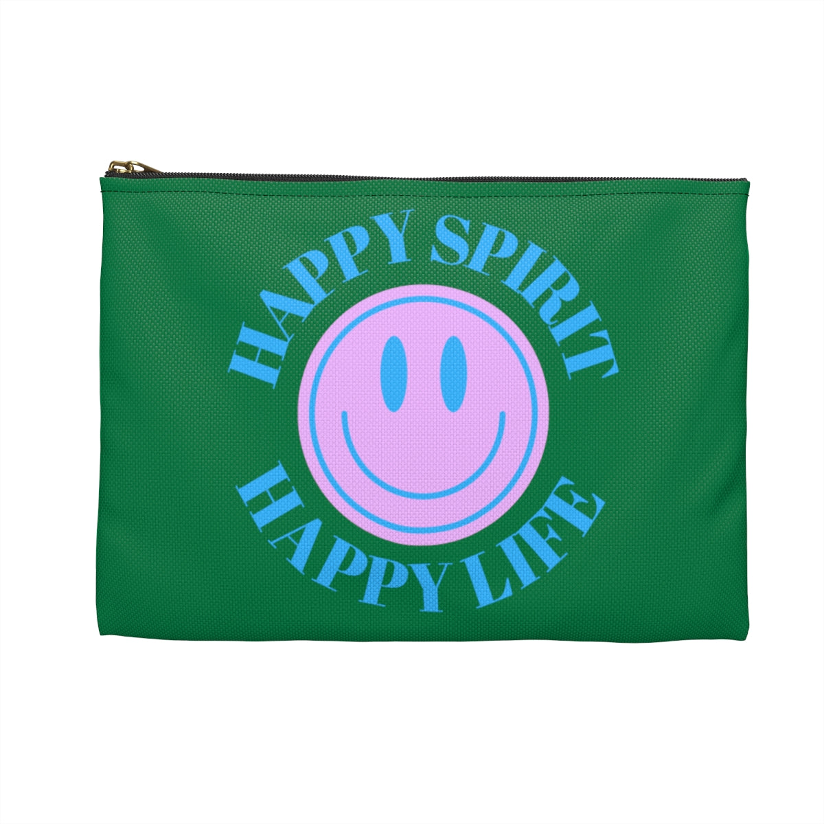 Happy Spirit Happy Life Accessory Pouch, Y2K Pouch, Vsco Girl Make Up Bag, Tumblr Smile Bag, Purple Case, Pencil Case, Travel Case,