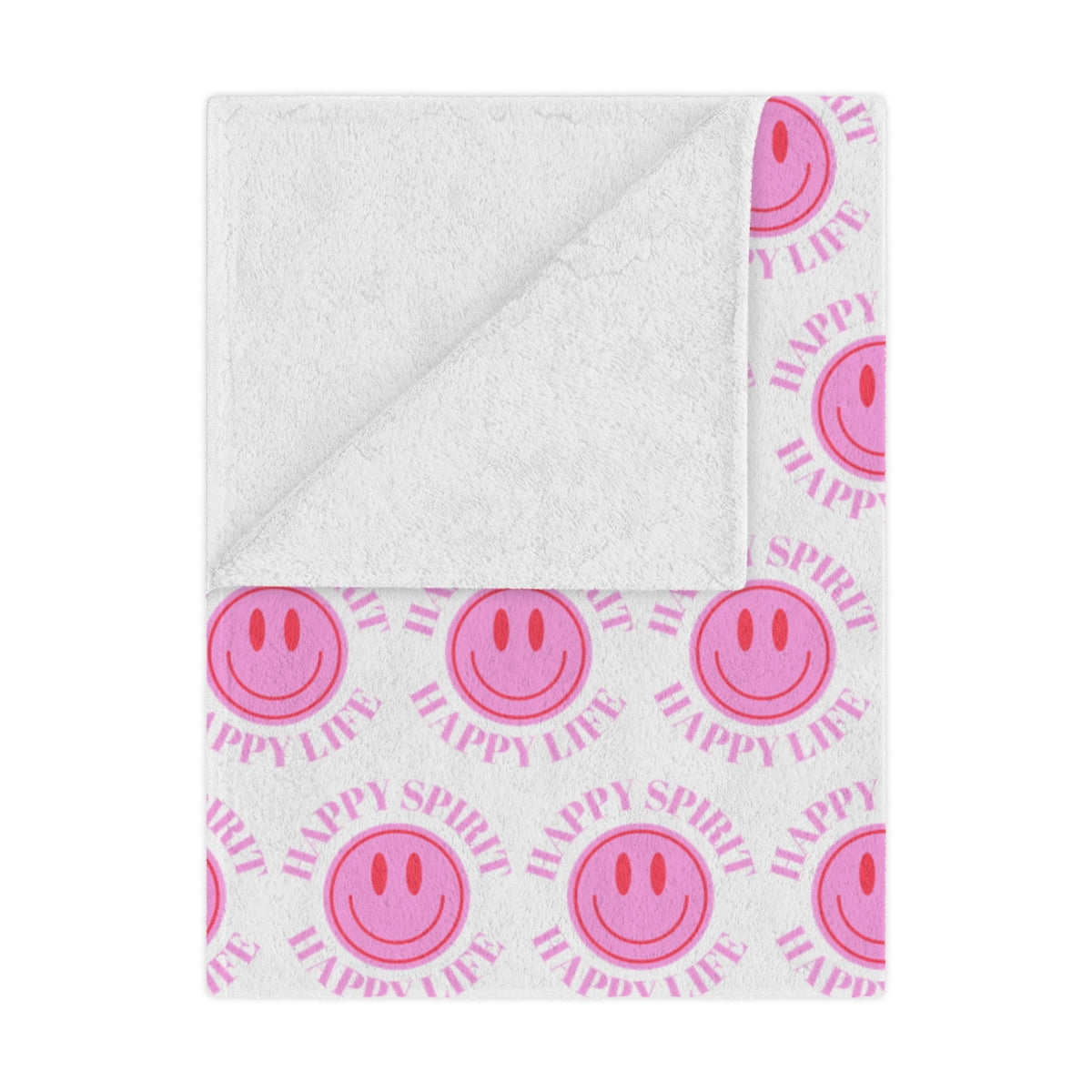 Adult Pink Smile Minky Blanket, Happy Spirit Happy Life Happy Mind Blanket, Aesthetic Blanket, Adult Fleece Smile Pink Y2k Throw