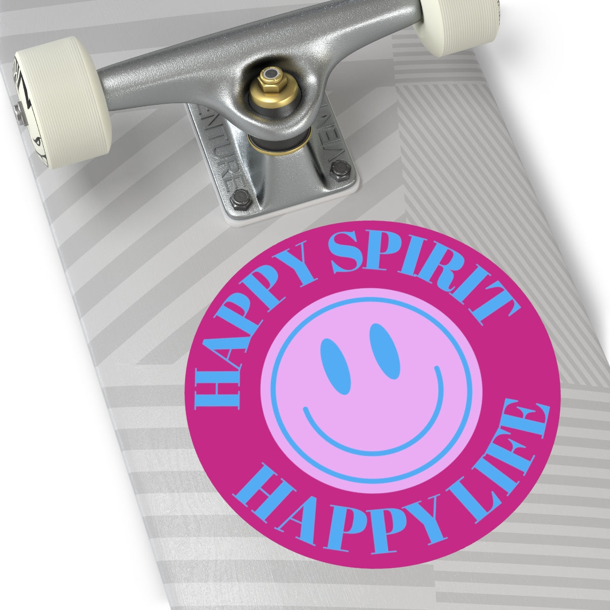 Happy Spirit Happy Life Round Vinyl Stickers, UV Smiley Stickers, Smile Sticker, Tumblr Retro Smile, VSCO Girl, Computer, Skateboard