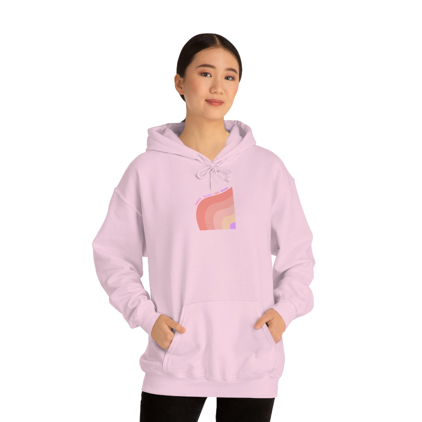 Aesthetic Hoodie, Positivity Hoodie, Always Follow Your Dreams Trendy Vsco Hoodie Graphic Aesthetic Pink Gift, Retro Rainbow Sweatshirt