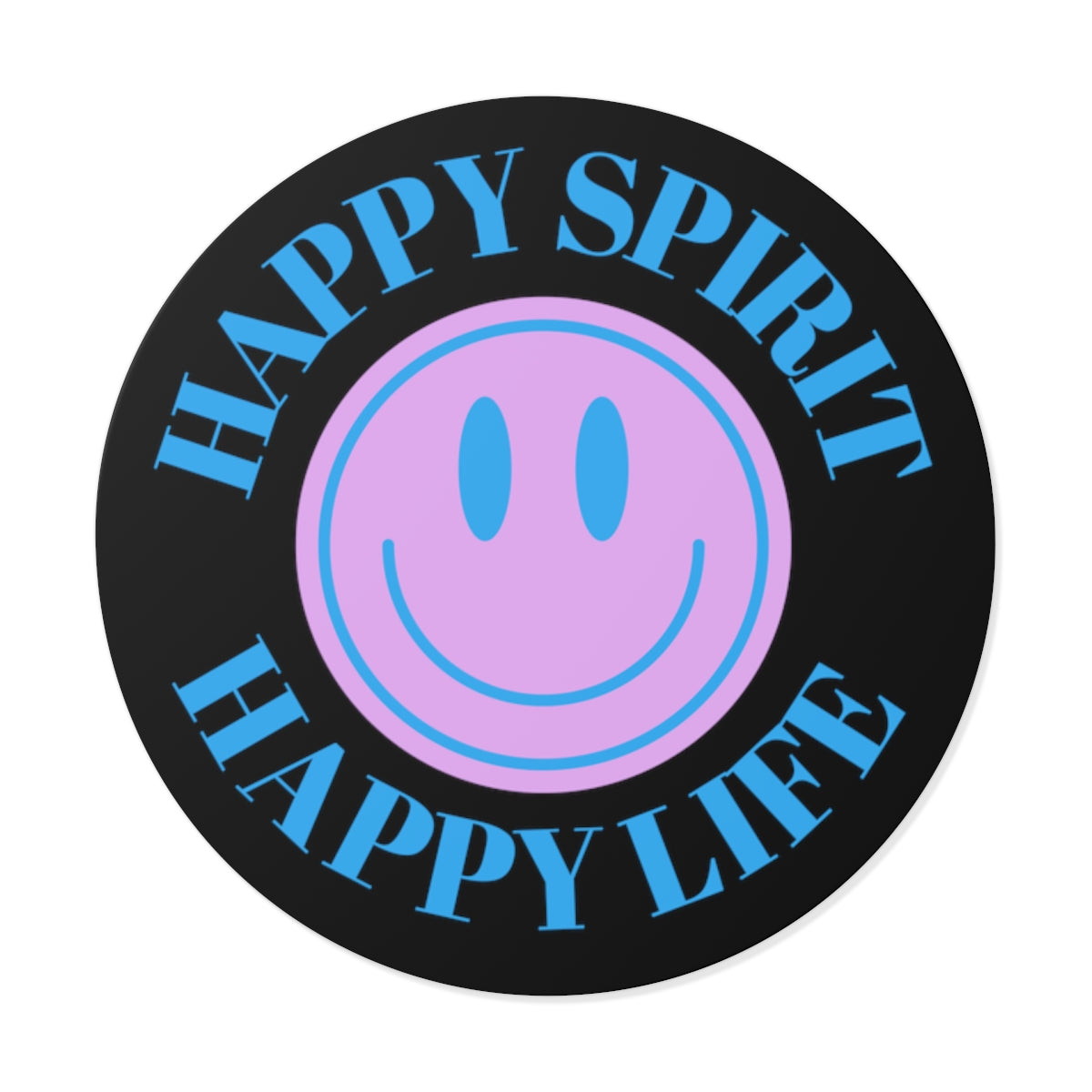 Happy Spirit Happy Life Round Vinyl Stickers, UV Smiley Stickers, Smile Sticker, Tumblr Retro Smile, VSCO Girl, Computer, Skateboard, Bumper