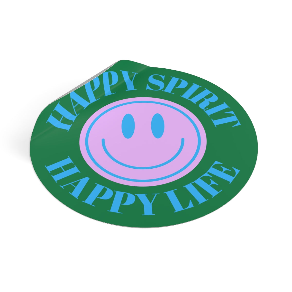 Happy Spirit Happy Life Round Vinyl Stickers, UV Smiley Stickers, Smile Sticker, Tumblr Retro Smile, VSCO Girl, Computer, Skateboard