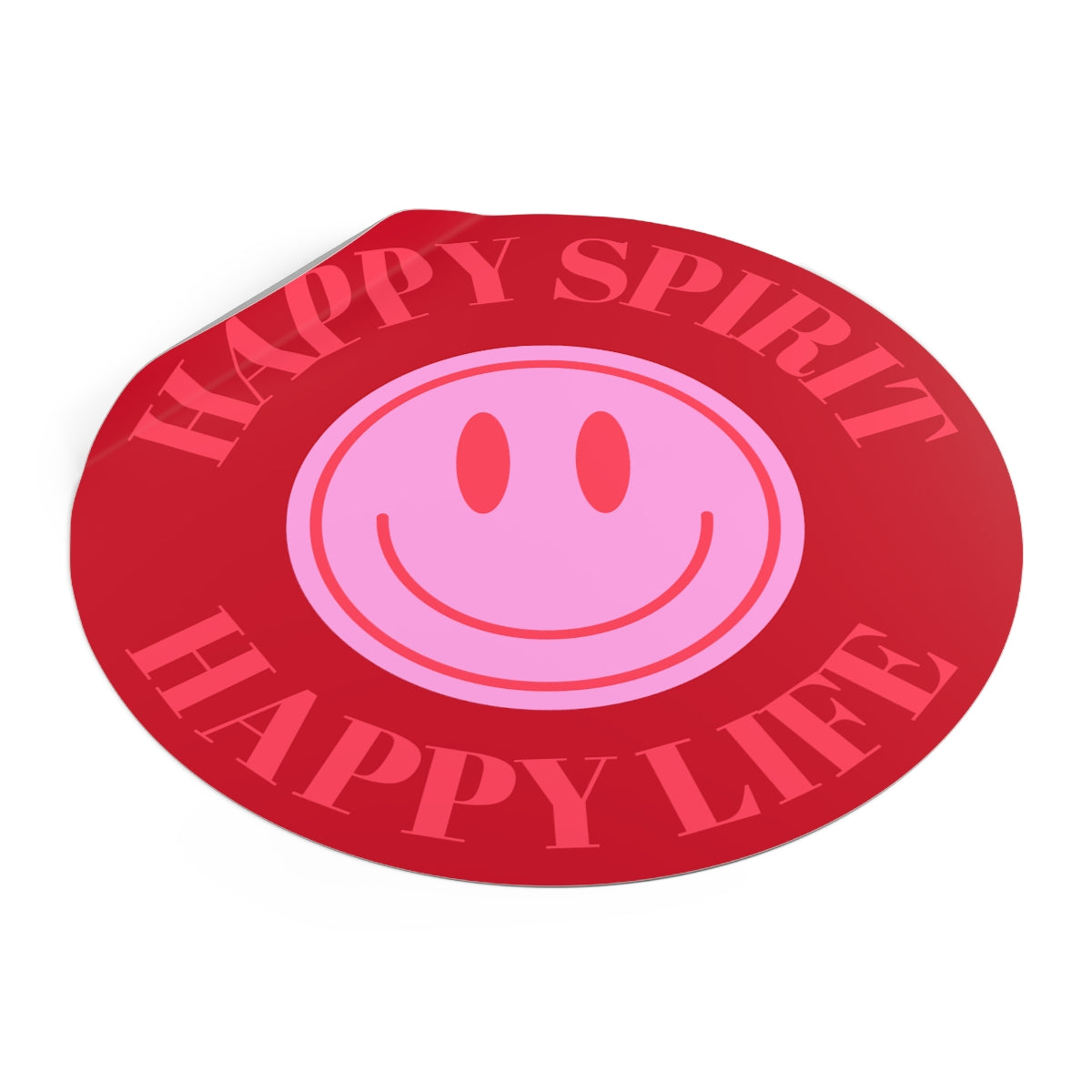 Happy Spirit Happy Life Round Vinyl Stickers, UV Smiley Stickers, Smile Sticker, Tumblr Retro Smile, VSCO Girl, Computer, Skateboard