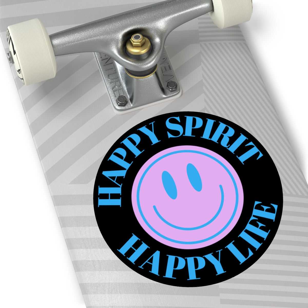 Happy Spirit Happy Life Round Vinyl Stickers, UV Smiley Stickers, Smile Sticker, Tumblr Retro Smile, VSCO Girl, Computer, Skateboard, Bumper