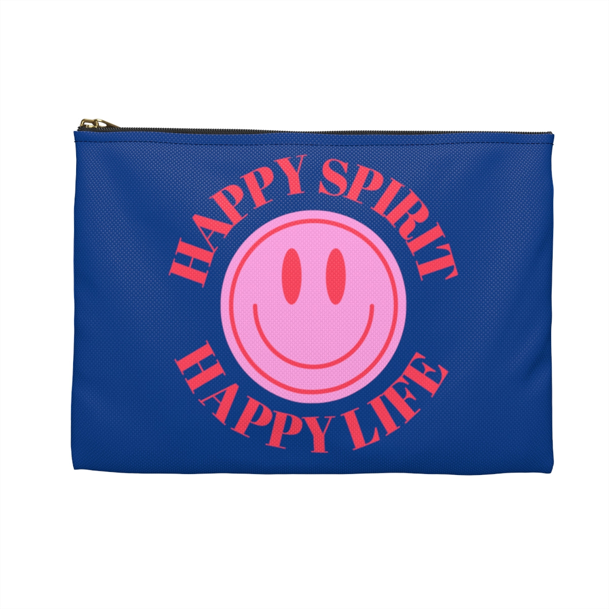 Happy Spirit Happy Life Accessory Pouch, Y2K Pouch, Vsco Girl Make Up Bag, Tumblr Smile Bag, Purple Case, Pencil Case, Travel Case,