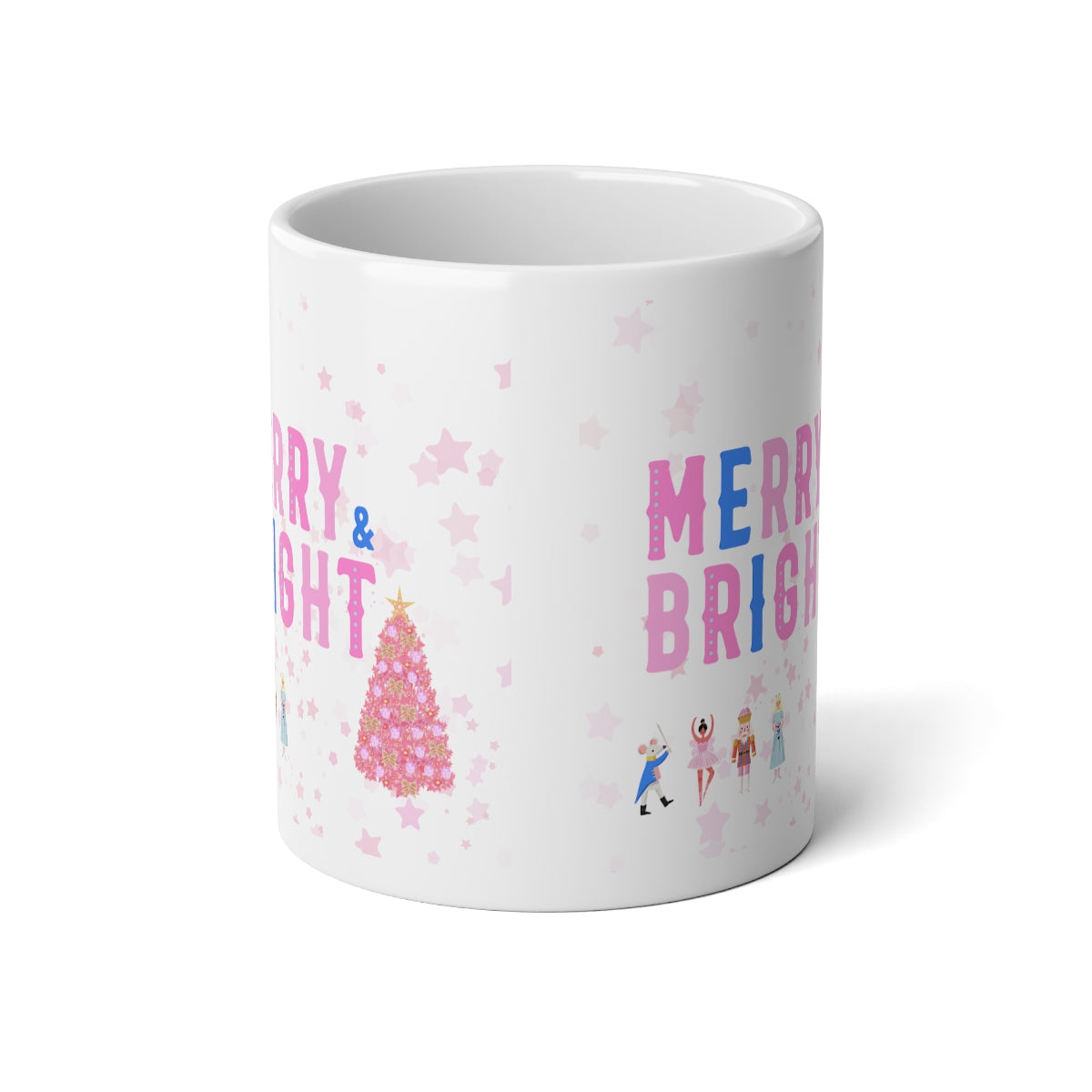 Pink Blue Nutcracker Star Jumbo Mug, Aesthetic Large Mug, Pink Christmas Mug, Trendy Coffee Huge Mug, Pink Holiday Tumblr Mug