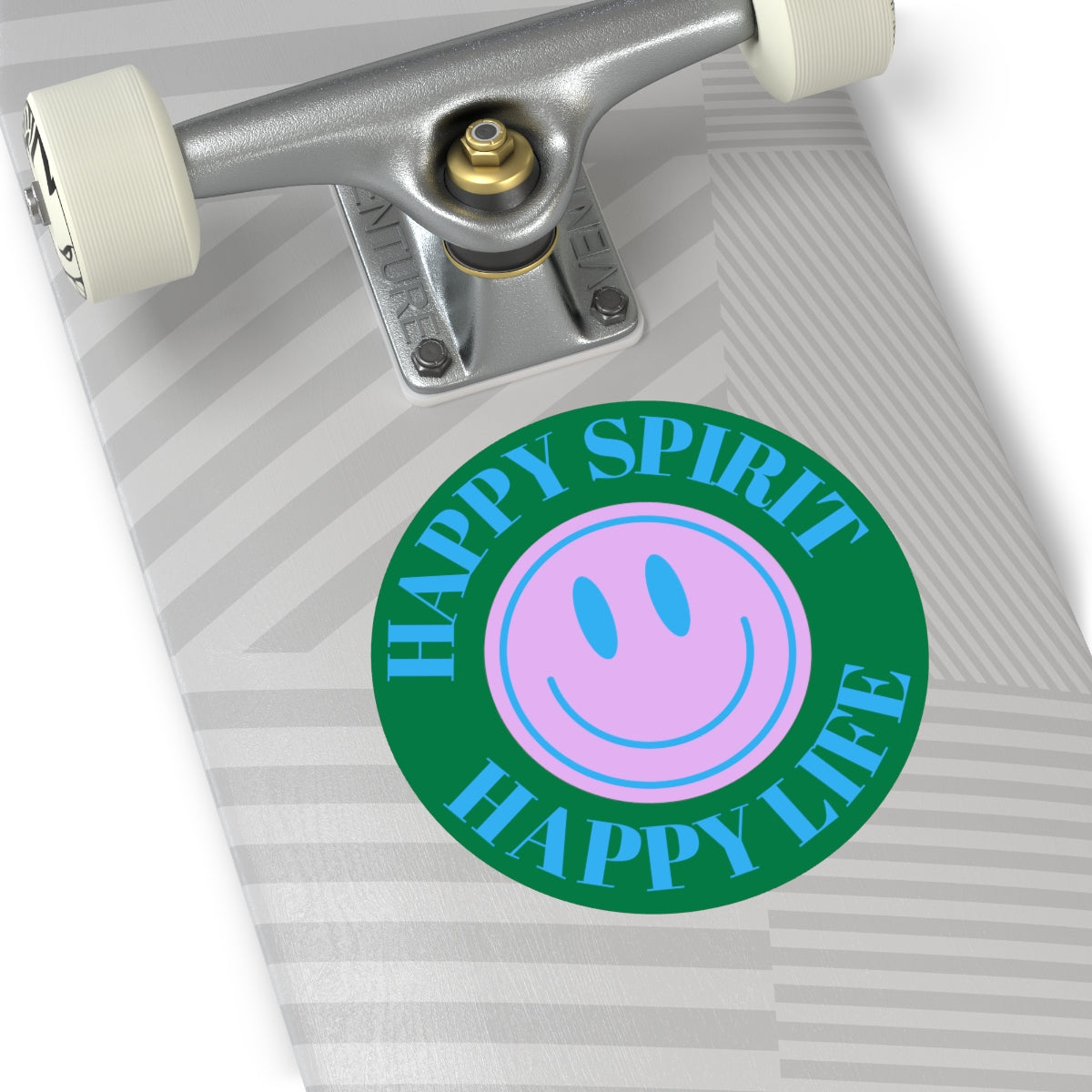 Happy Spirit Happy Life Round Vinyl Stickers, UV Smiley Stickers, Smile Sticker, Tumblr Retro Smile, VSCO Girl, Computer, Skateboard