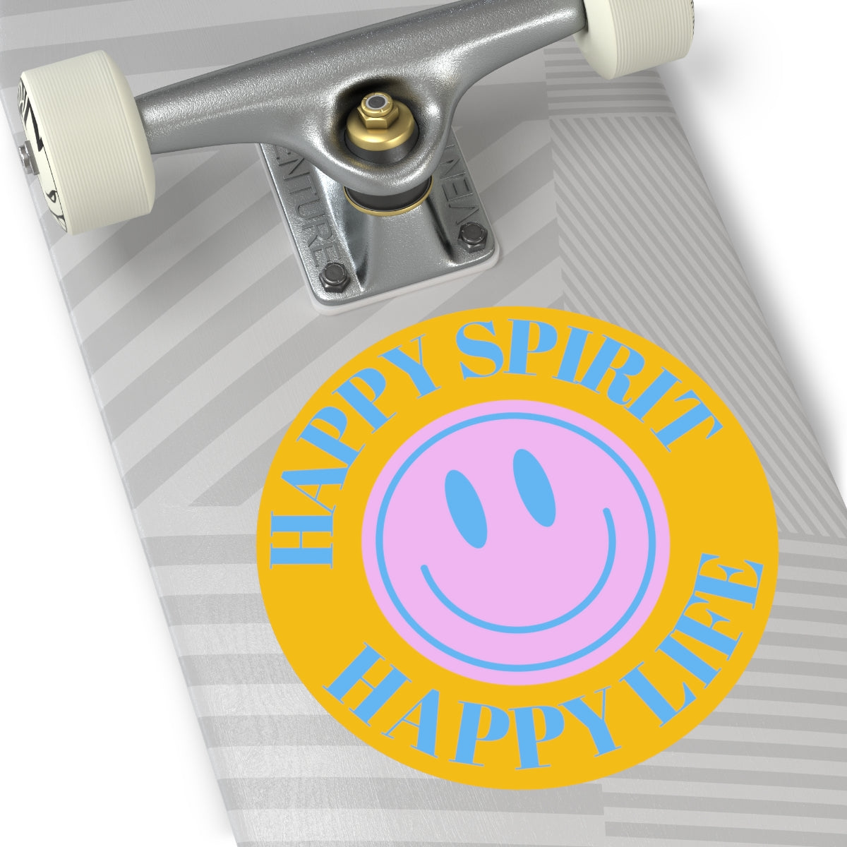 Happy Spirit Happy Life Round Vinyl Stickers, UV Smiley Stickers, Smile Sticker, Tumblr Retro Smile, VSCO Girl, Computer, Skateboard