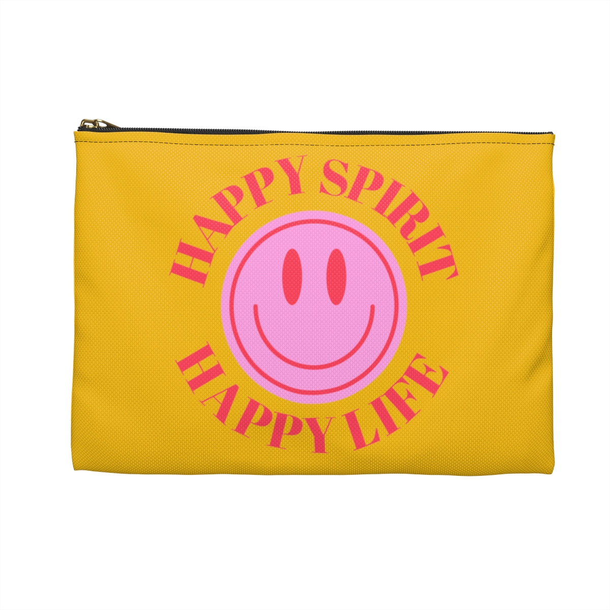 Happy Spirit Happy Life Accessory Pouch, Y2K Pouch, Vsco Girl Make Up Bag, Tumblr Smile Bag, Purple Case, Pencil Case, Travel Case,