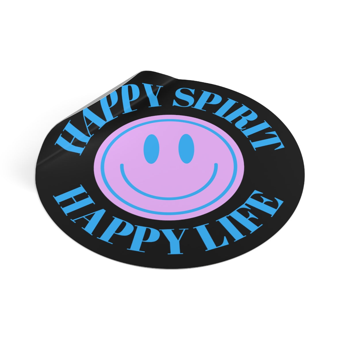 Happy Spirit Happy Life Round Vinyl Stickers, UV Smiley Stickers, Smile Sticker, Tumblr Retro Smile, VSCO Girl, Computer, Skateboard, Bumper