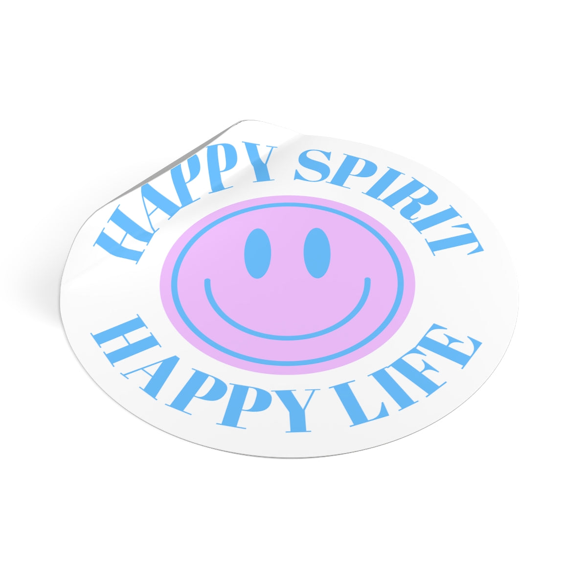 Happy Spirit Happy Life Round Vinyl Stickers, UV Smiley Stickers, Smile Sticker, Tumblr Retro Smile, VSCO Girl, Computer, Skateboard, Bumper