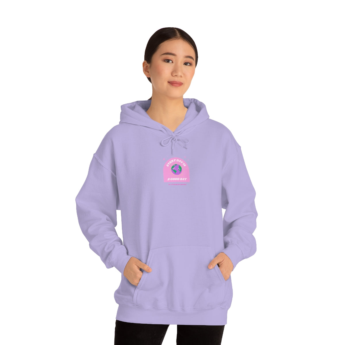 Retro Every Day is a Good Day, Its All About Perspective Earth Pink Purple Back Graphic Hoodie, VSCO Girl Oversized Trendy Tumblr Sweatshirt