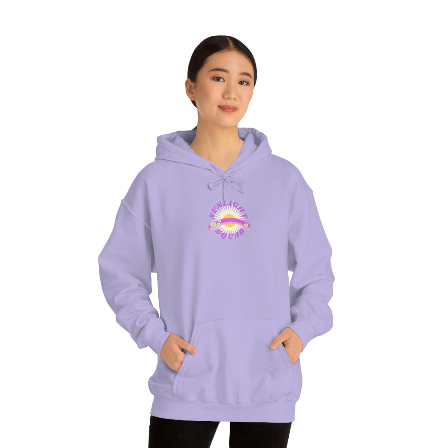 Retro Smile Flower Pink Purple Lavender Lilac Hoodie, Sunlight Squad Sweatshirt, Back Graphic Hoodie, VSCO Girl Oversized Trendy Tumblr Top