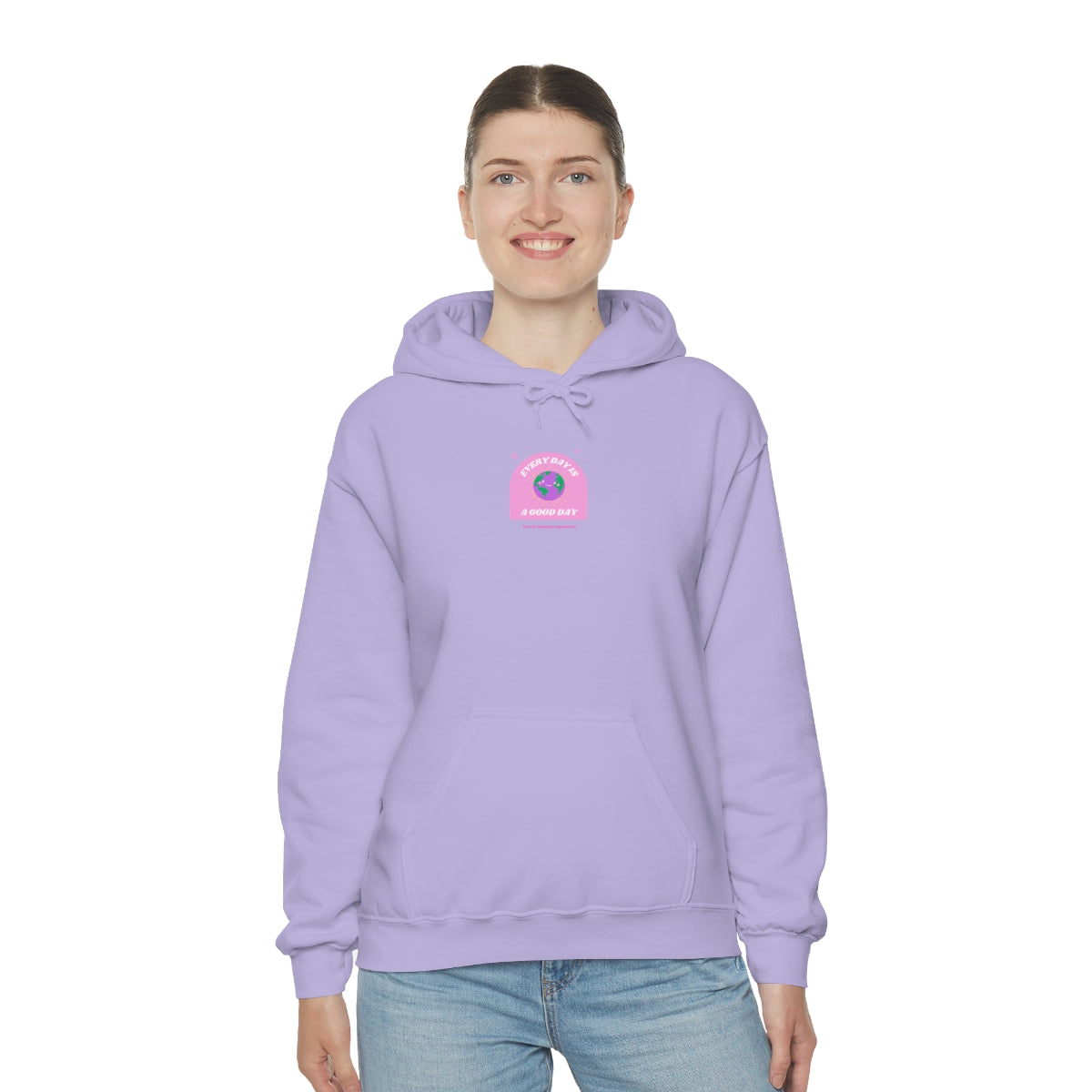 Retro Every Day is a Good Day, Its All About Perspective Earth Pink Purple Back Graphic Hoodie, VSCO Girl Oversized Trendy Tumblr Sweatshirt