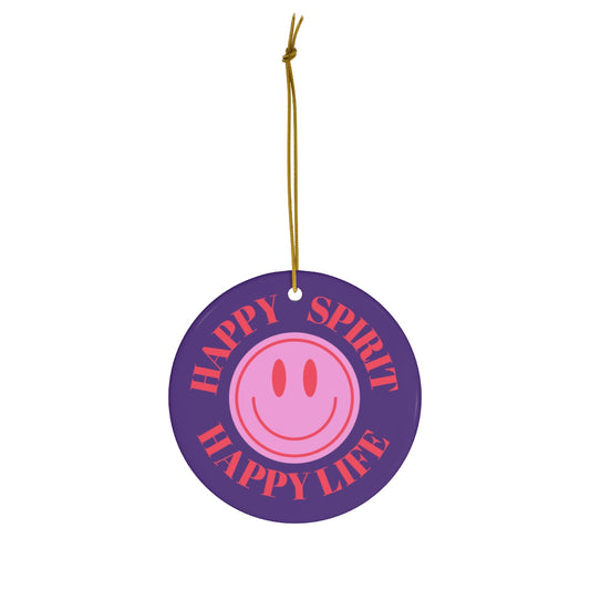 Holiday Ornament Happy Spirit Happy Life, Happiness Ornament, Modern Ornament, Smile Decoration, VSCO, Tumblr, Pink Smile, Retro Christmas