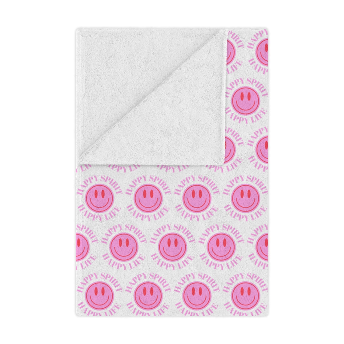 Adult Pink Smile Minky Blanket, Happy Spirit Happy Life Happy Mind Blanket, Aesthetic Blanket, Adult Fleece Smile Pink Y2k Throw