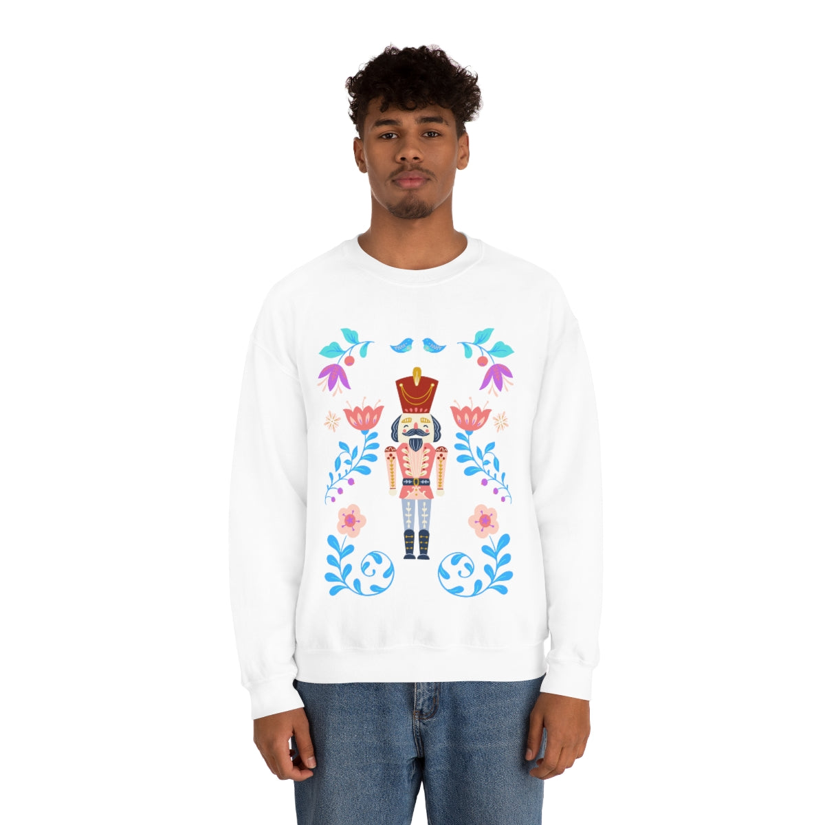 Nutcracker Modern Sweatshirt, Blue Nutcracker Sweatshirt, Trendy Christmas Minimalist  Sweatshirt, Xmas Crewneck Bright Color Crewneck