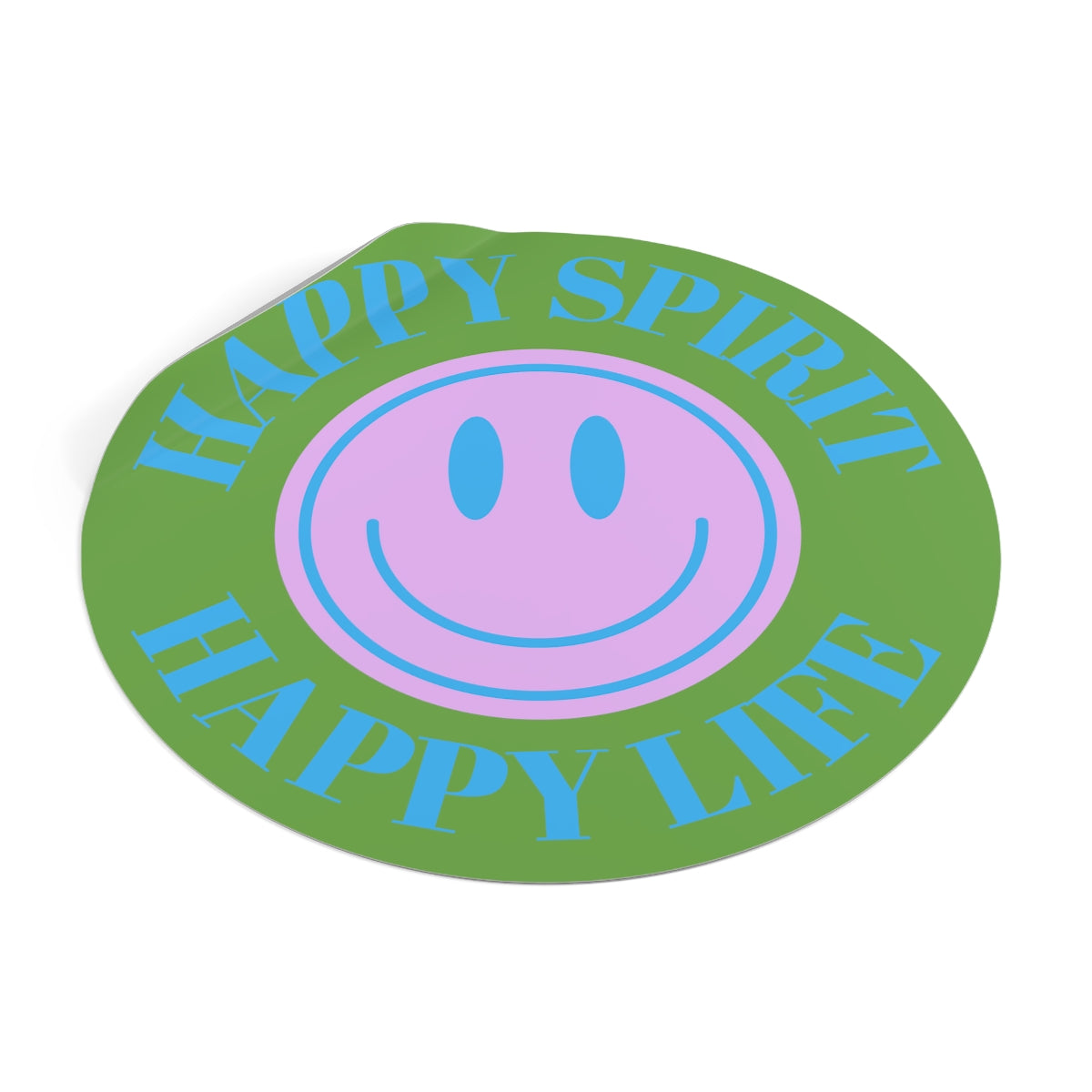 Happy Spirit Happy Life Round Vinyl Stickers, UV Smiley Stickers, Smile Sticker, Tumblr Retro Smile, VSCO Girl, Computer, Skateboard