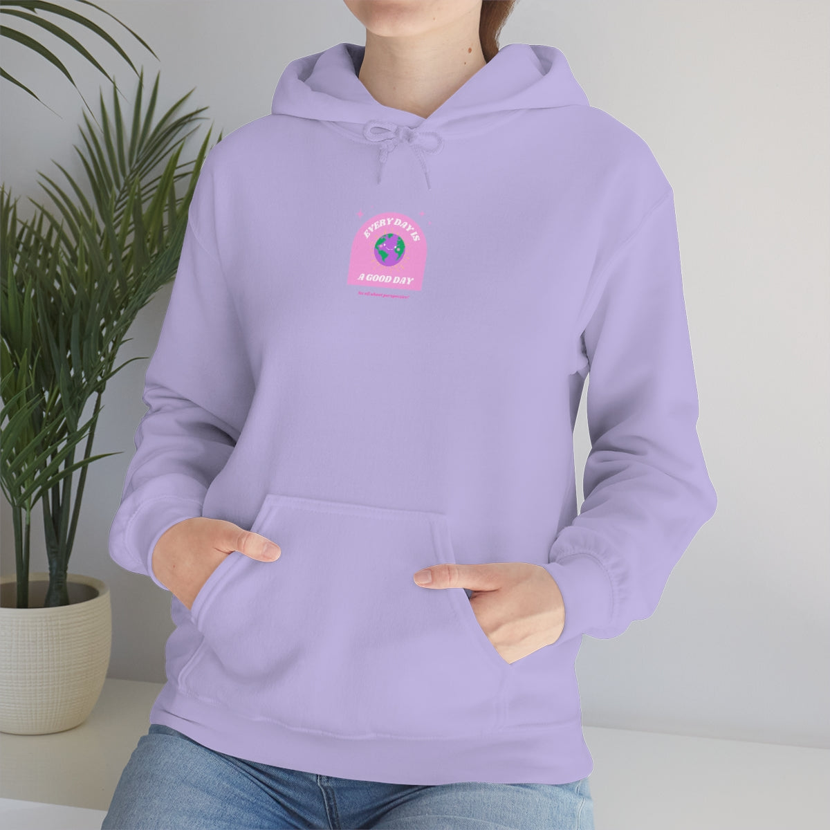 Retro Every Day is a Good Day, Its All About Perspective Earth Pink Purple Back Graphic Hoodie, VSCO Girl Oversized Trendy Tumblr Sweatshirt