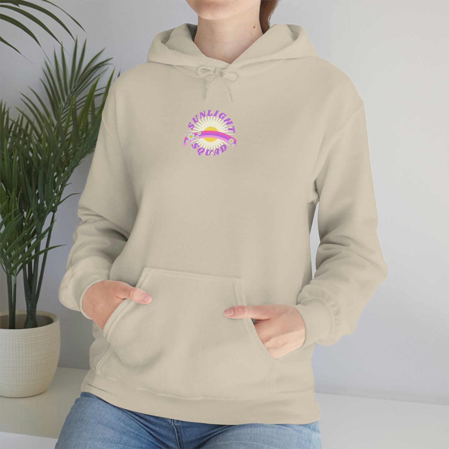 Retro Smile Flower Pink Purple Lavender Lilac Hoodie, Sunlight Squad Sweatshirt, Back Graphic Hoodie, VSCO Girl Oversized Trendy Tumblr Top