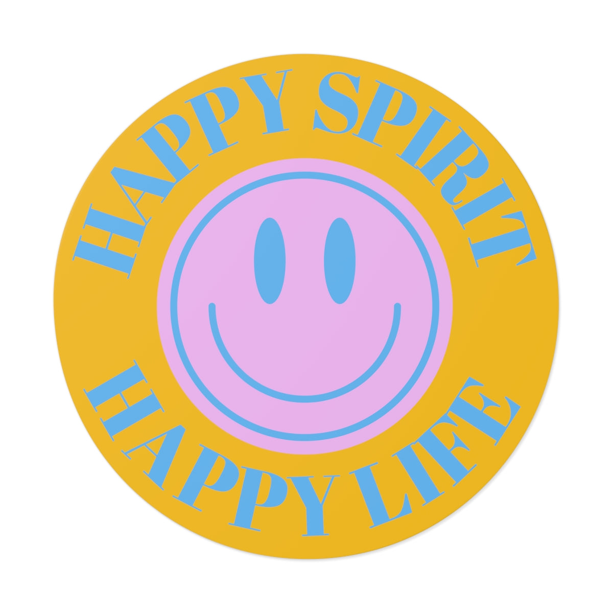 Happy Spirit Happy Life Round Vinyl Stickers, UV Smiley Stickers, Smile Sticker, Tumblr Retro Smile, VSCO Girl, Computer, Skateboard