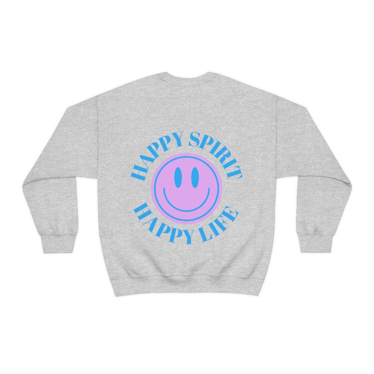 Happy Spirit Happy Life Sweatshirt, Gildan VSCO Girl Crewneck, Oversized Tumblr, Back Print Smile Happy Mind Trendy, Beach Lake Cover Up