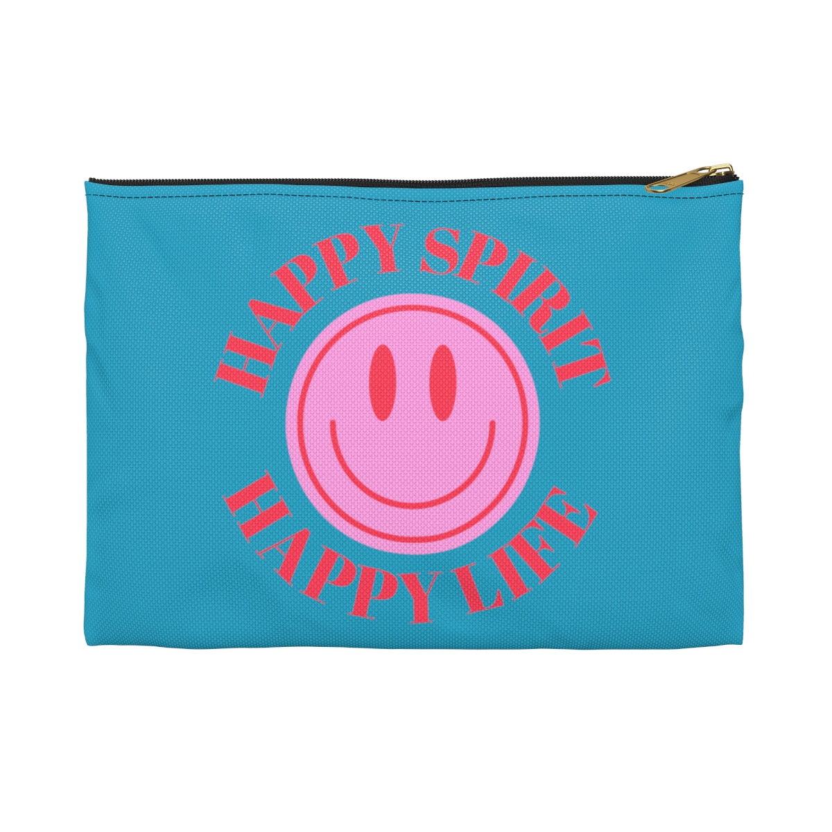 Happy Spirit Happy Life Accessory Pouch, Y2K Pouch, Vsco Girl Make Up Bag, Tumblr Smile Bag, Purple Case, Pencil Case, Travel Case,