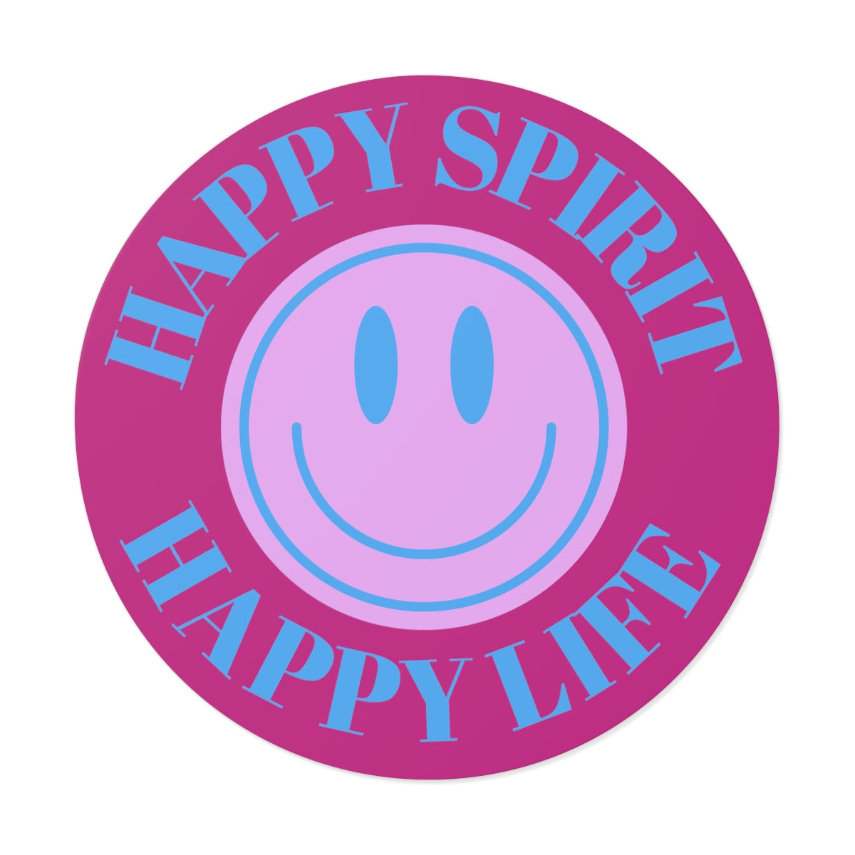 Happy Spirit Happy Life Round Vinyl Stickers, UV Smiley Stickers, Smile Sticker, Tumblr Retro Smile, VSCO Girl, Computer, Skateboard