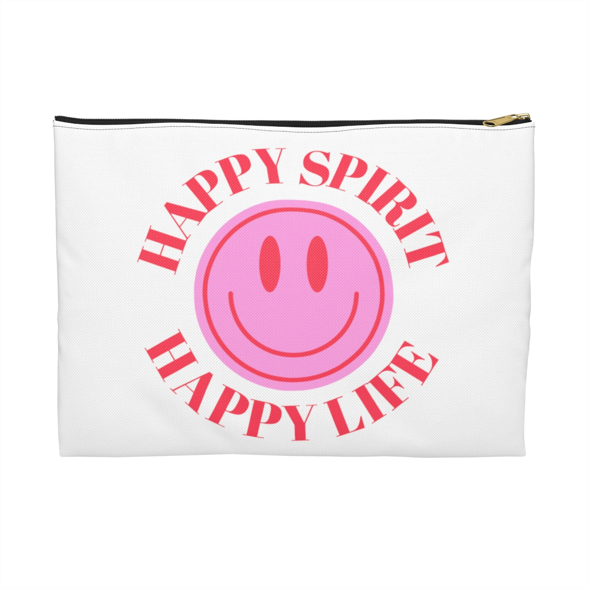 Happy Spirit Happy Life Accessory Pouch, Y2K Pouch, Vsco Girl Make Up Bag, Tumblr Smile Bag, Purple Case, Pencil Case, Travel Case,