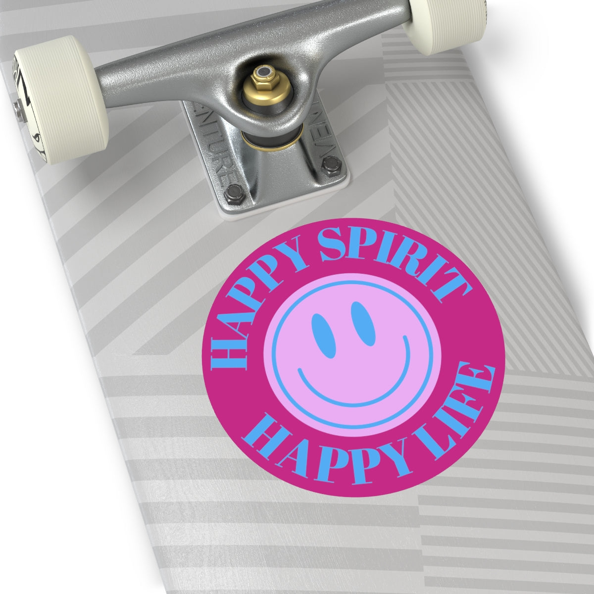 Happy Spirit Happy Life Round Vinyl Stickers, UV Smiley Stickers, Smile Sticker, Tumblr Retro Smile, VSCO Girl, Computer, Skateboard