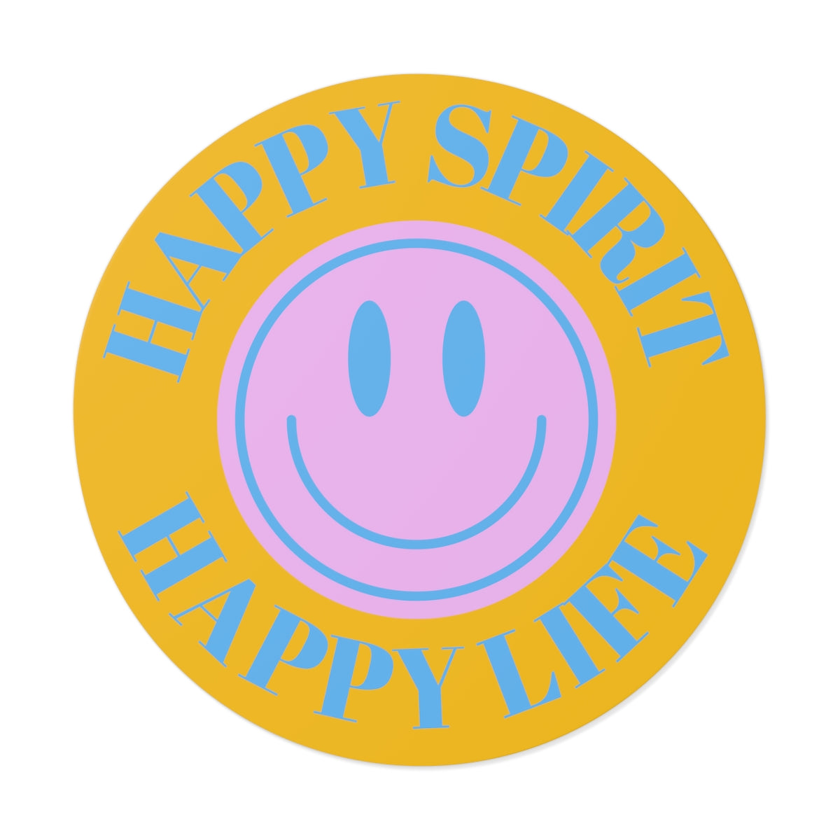 Happy Spirit Happy Life Round Vinyl Stickers, UV Smiley Stickers, Smile Sticker, Tumblr Retro Smile, VSCO Girl, Computer, Skateboard